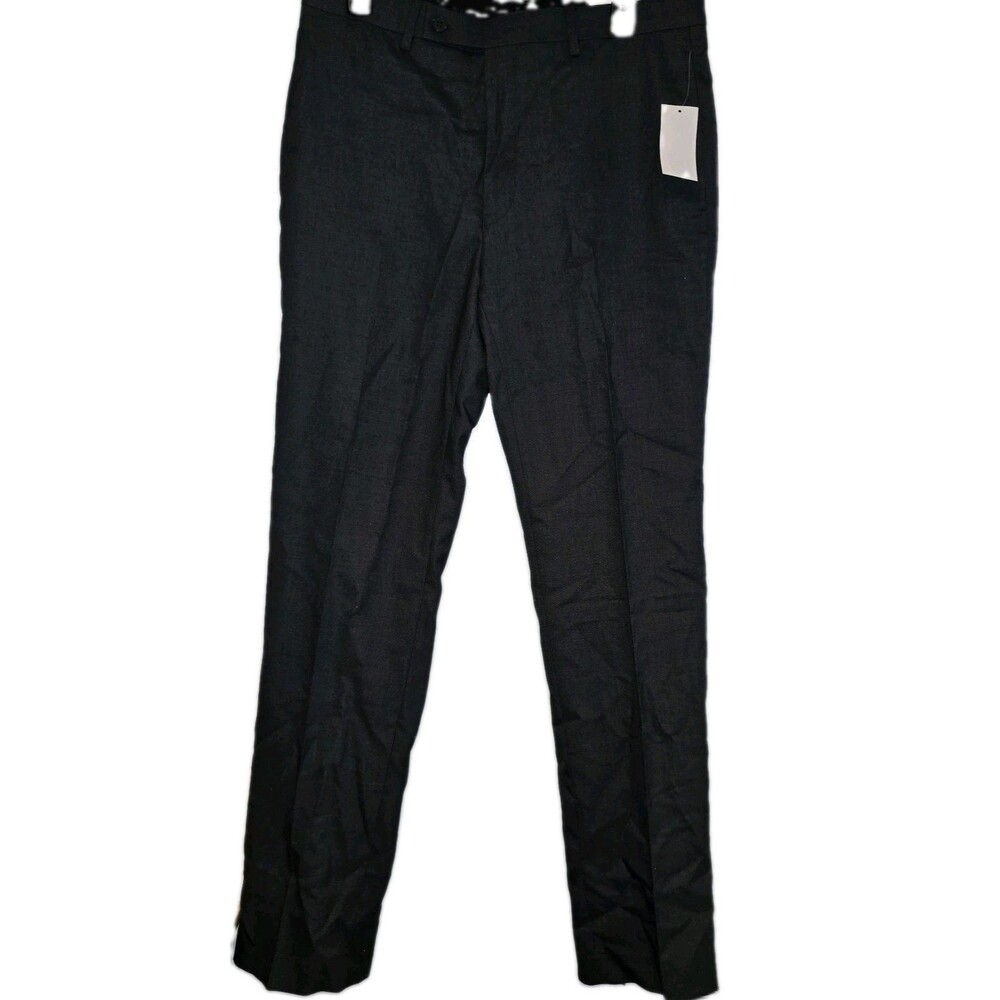 Calvin Klein Mens Slim Fit Dress Pants 34x32 Grey Solid Stretch NWT